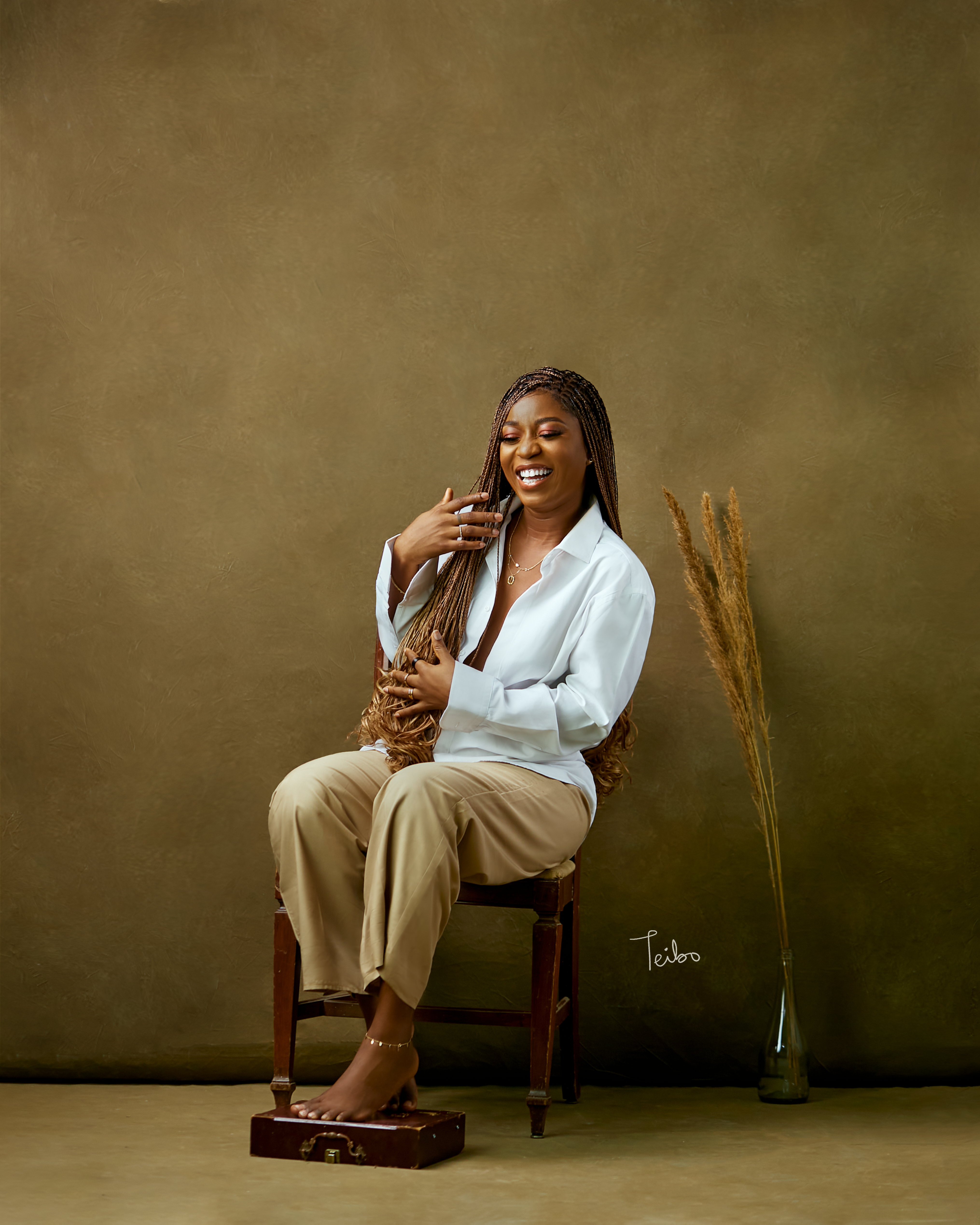 studio shot of travel with Ibii with neutral tones