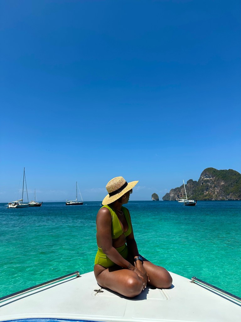 Exploring Maya beach Phuket Thailand on a boat